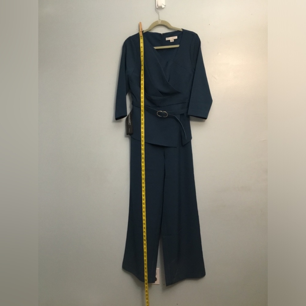 Kay Unger Blue Belted Jumpsuit